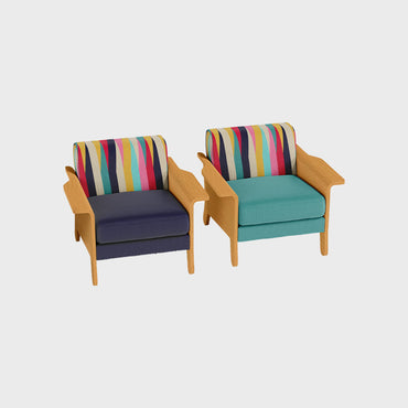 Chair With Wood And Linen Fabric