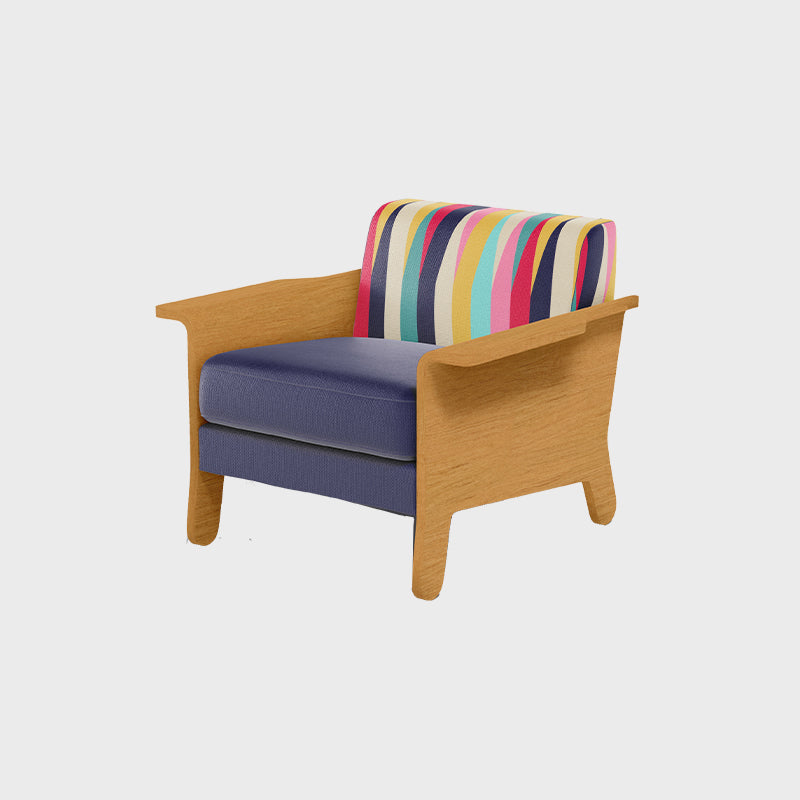 Chair With Wood And Linen Fabric