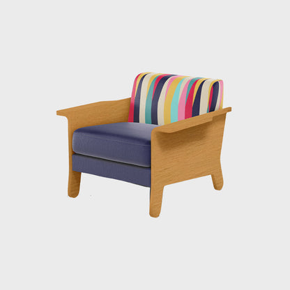 Chair With Wood And Linen Fabric