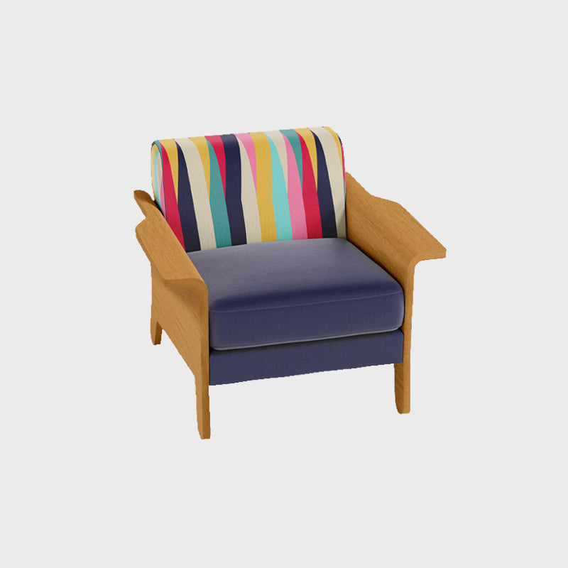 Chair With Wood And Linen Fabric