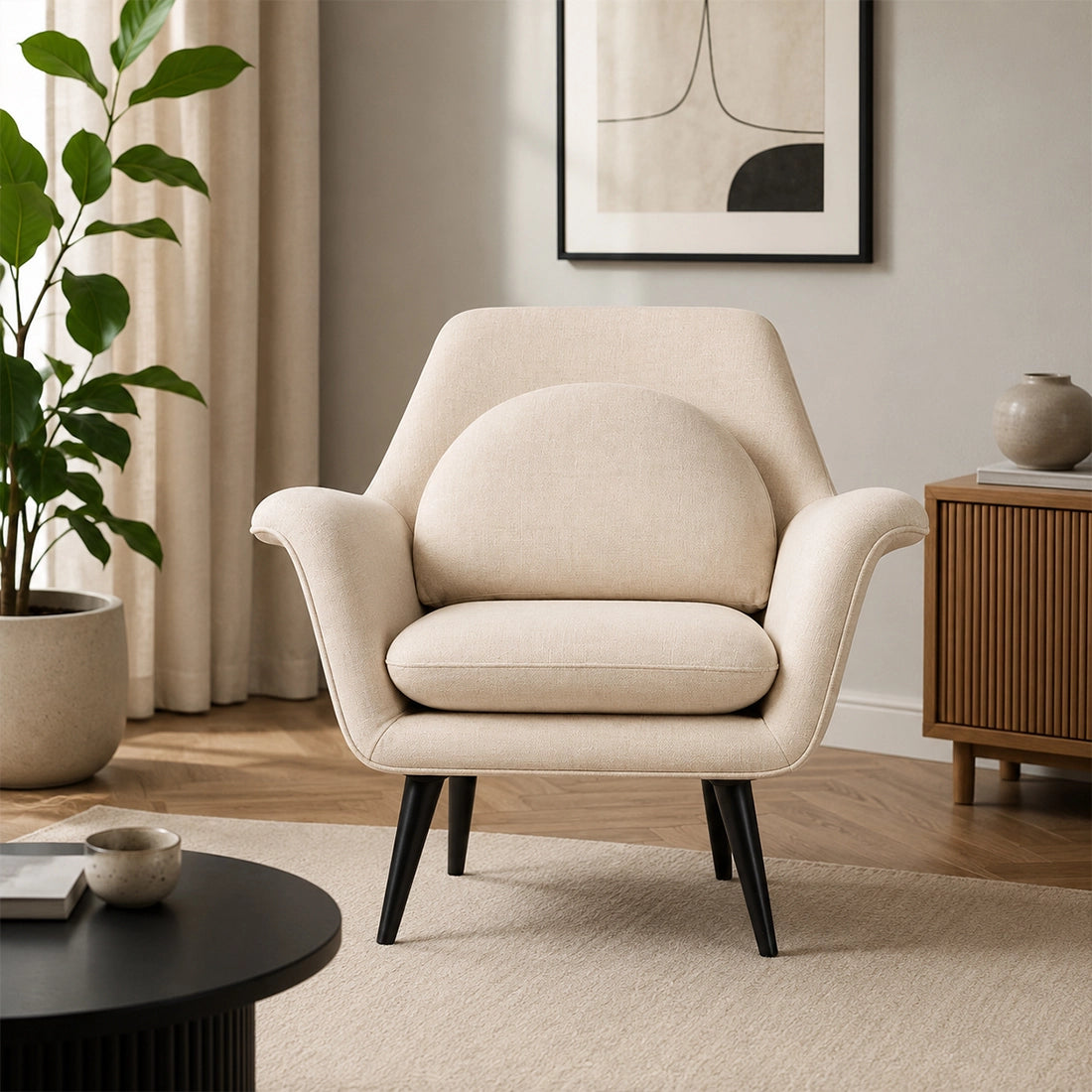 Elegant Fabric Lounge Chair